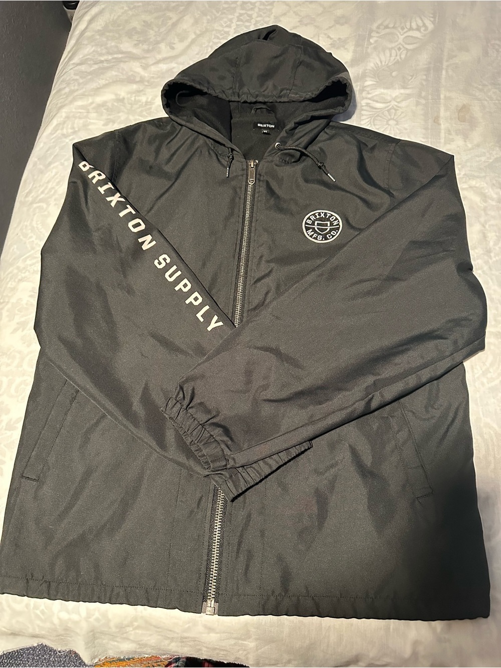 Brixton Supply Men's Black Hooded Jacket size XL